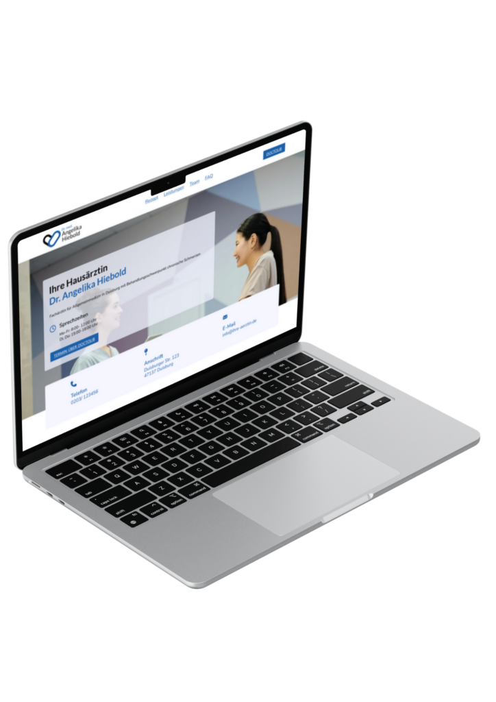 Mockup einer Arztpraxis Webseite auf einem Laptop