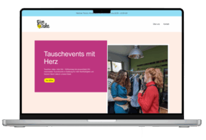 Screenshot der Give and Take Webseite auf einem Desktop