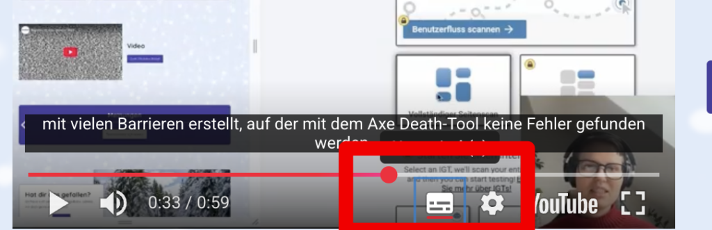 Video mit kaum sichtbaren Fokusrahmen um ein Bedienungselement