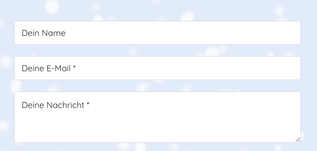 weißes Formular mit hellgrauem Rand auf hellblauem Hintergrund