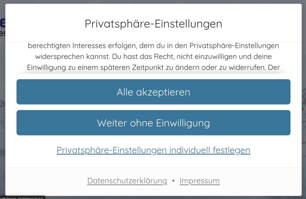 Cookie-Banner: nur 3 Zeilen sind sichtbar, oben und unten Sticky Header und Footer