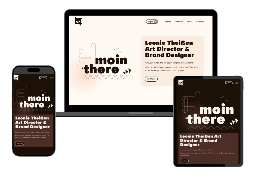 Mockup von heller und dunkler Website auf verschiedenen Endgeräten