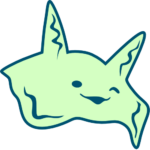 Nemmi, die Meeresnackschnecke, zwinkert und ist grün