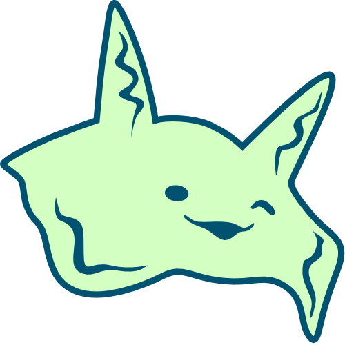 Nemmi, die Meeresnackschnecke, zwinkert und ist grün